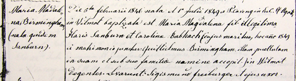 [Baptism of Mary Ann Birmingham]